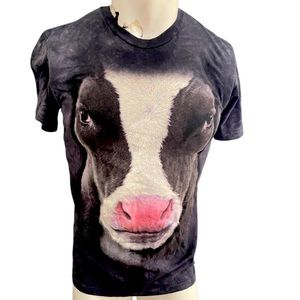The Mountain : Tie Dye Cow Shirt : Black Tee : Adult Medium